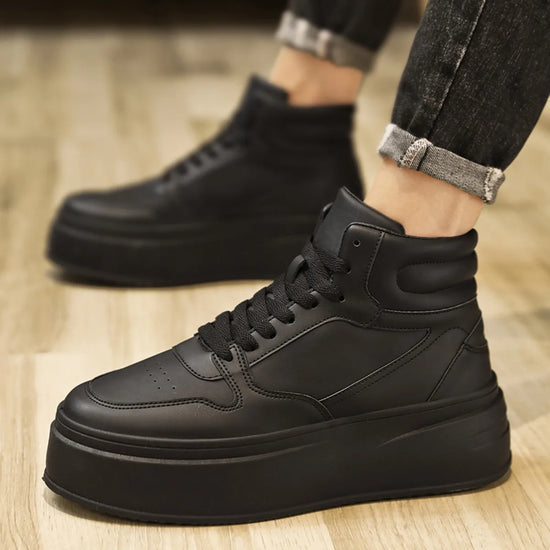 נעלי ספורט גבוהות לגברים עם פלטפורמה - נעלי ספורט עבות לחוץ, קז&